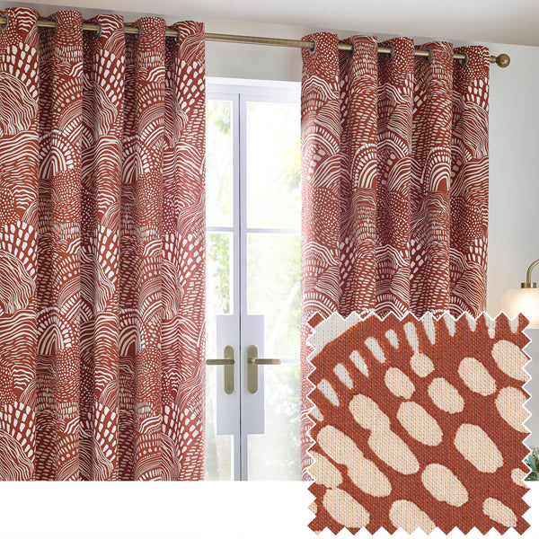 Nola 168x183 Eyelet Curtains Chestnut - view 2