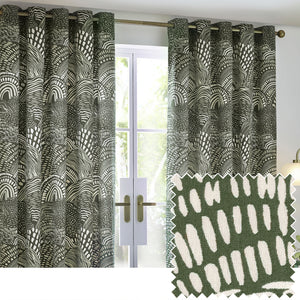 Nola 168x183 Eyelet Curtains Olive - view 2