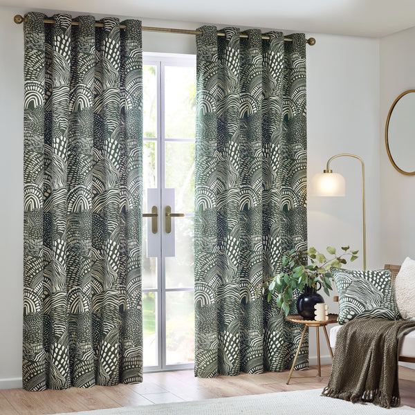 Nola 168x183 Eyelet Curtains Olive - view 3