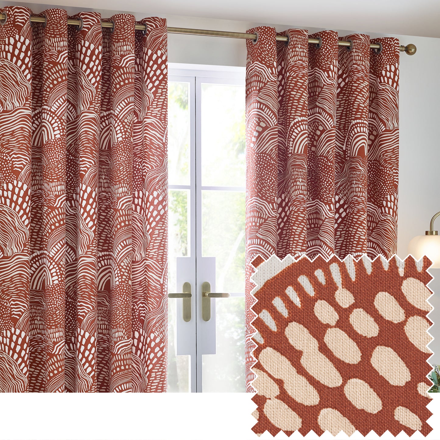 NOLA 117X137 EYELET CURTAINS CHESTNUT