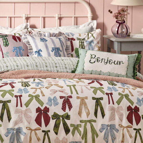 Noortje Bows Single Duvet Set Silk Pink - Riva