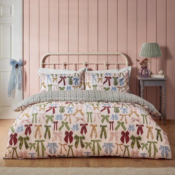 Noortje Bows Single Duvet Set Silk Pink - Riva