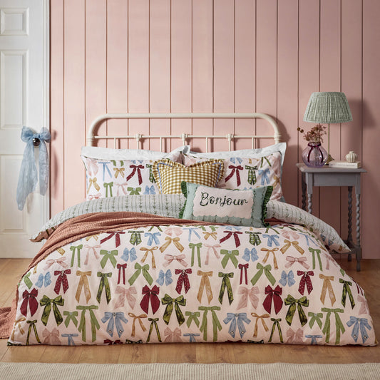 NOORTJE BOWS DOUBLE DUVET SET SILK PINK