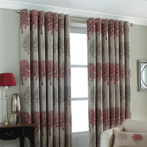 Oakdale 117x137 Ring Top Curtains Red