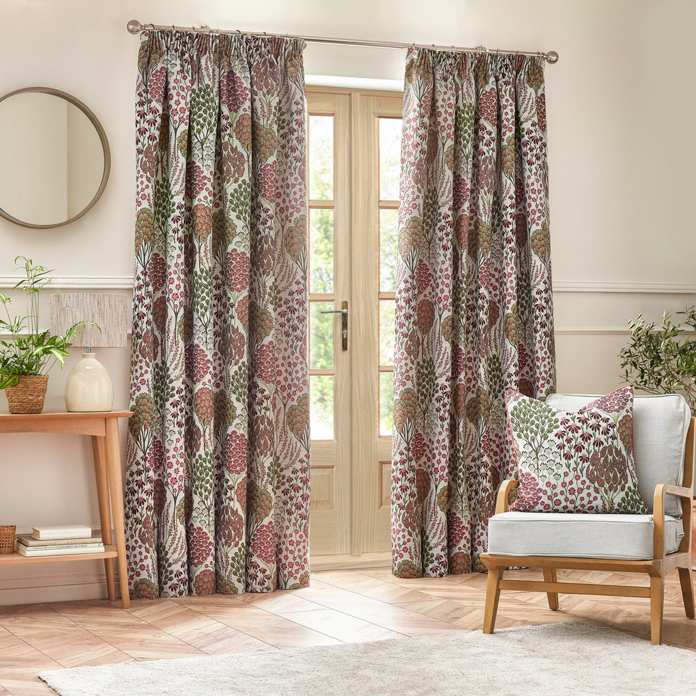 Ophelia 167x137 Pencil Pleat Curtains Rednut