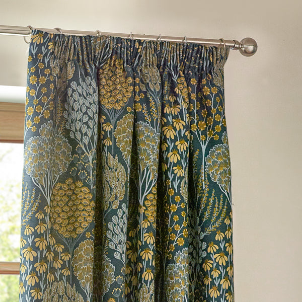 Ophelia 167x228 Pencil Pleat Curtains Blue/saffron - view 3