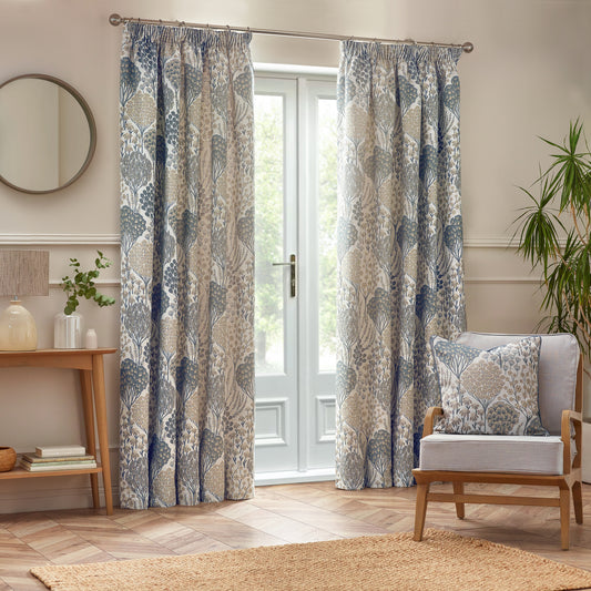 OPHELIA 167X228 PENCIL PLEAT CURTAINS WEDGEWOOD