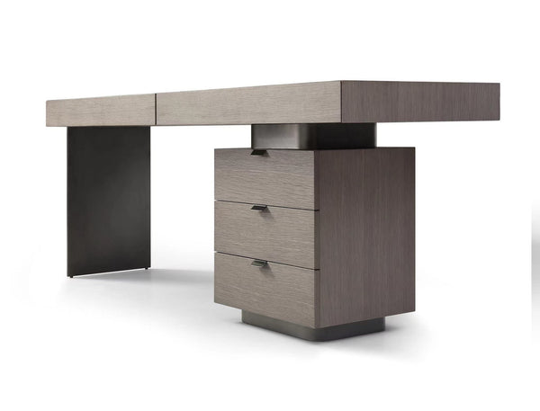 Oston Office Desk - Grey - Right Hand Drawers - Tommy Franks