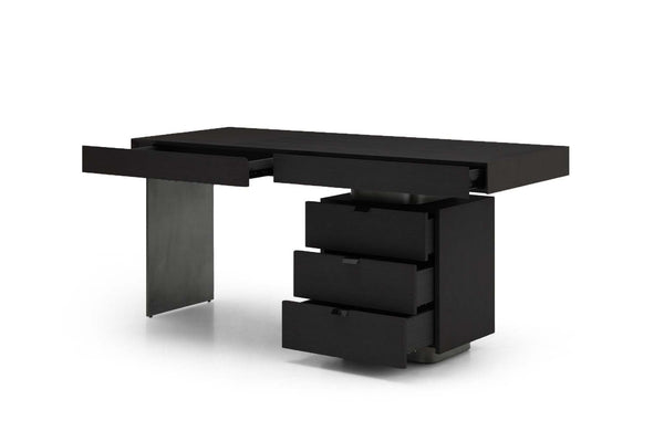 Oston Office Desk - Smoke Oak - Right Hand Drawers - Tommy Franks