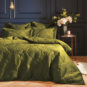Palmeria Super King Quilted Duvet Set Moss