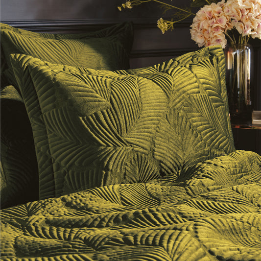 PALMERIA QUILTED PILLOWCASE MOSS