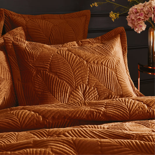 PALMERIA QUILTED PILLOWCASE RUST