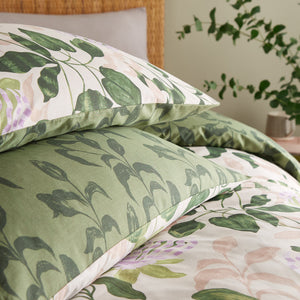 Passiflora Super King Duvet Set Peach/Vine Green - Riva