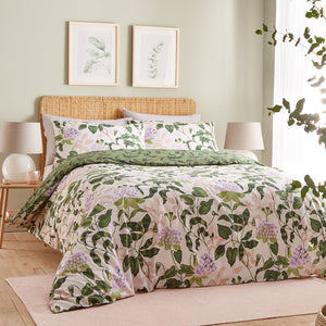 Passiflora King Size Duvet Set Peach/Wine Green - Riva