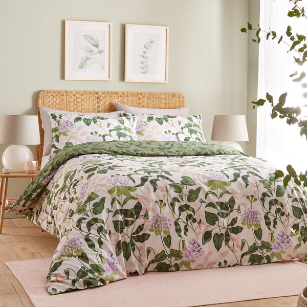 Passiflora Super King Duvet Set Peach/Vine Green - Riva