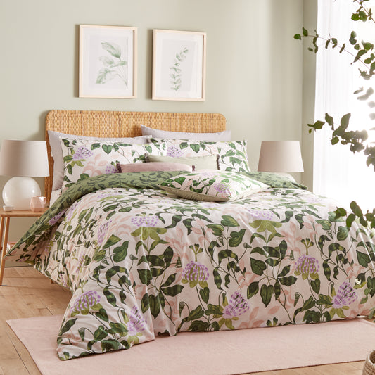 PASSIFLORA KING SIZE DUVET SET PEACH/VINE GREEN