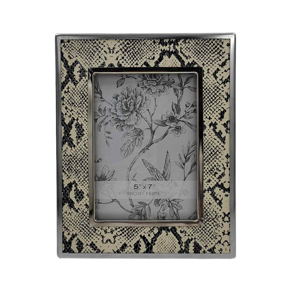 5in X 7in Faux Snake Leather Photo Frame Black and White