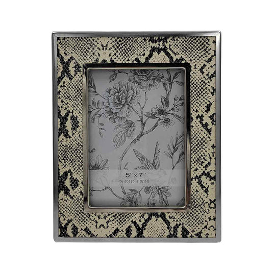 5in x 7in Faux Snake Leather Photo Frame Black and White