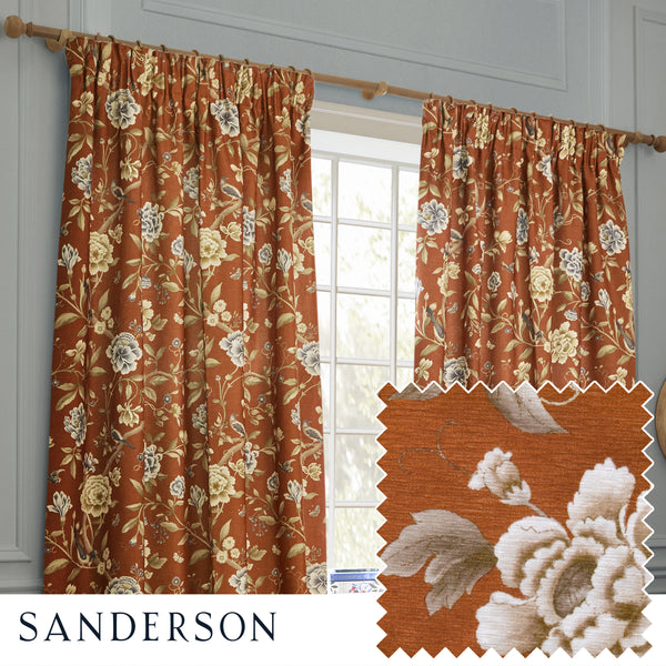 Porcelain Garden 117x137 Pencil Pleat Curtains Rust - view 2