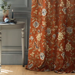 Porcelain Garden 117x137 Pencil Pleat Curtains Rust - view 5