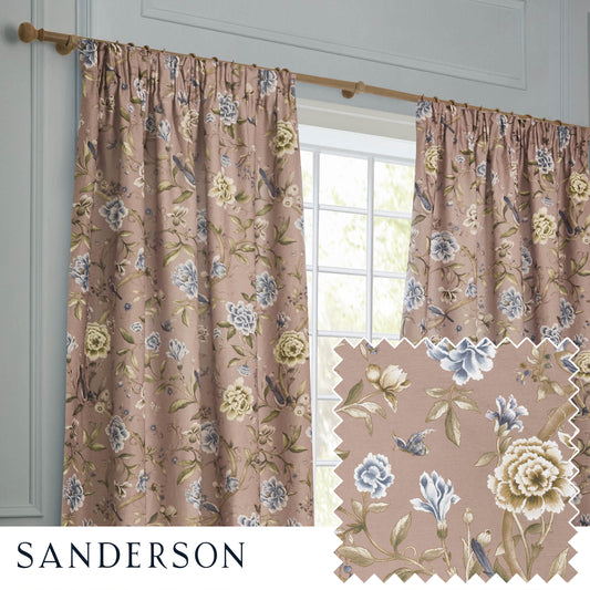 PORCELAIN GARDEN 228X137 PENCIL PLEAT CURTAINS BLUSH