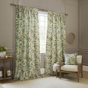 Porcelain Garden 228x137 Pencil Pleat Curtains Sage - view 3