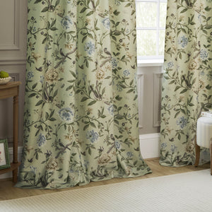 Porcelain Garden 228x137 Pencil Pleat Curtains Sage - view 5