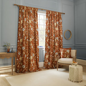 Porcelain Garden 228x182 Pencil Pleat Curtains Rust - view 3