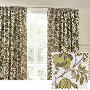 Pomegranate 117x137 Pencil Pleat Curtains Green - lifestyle