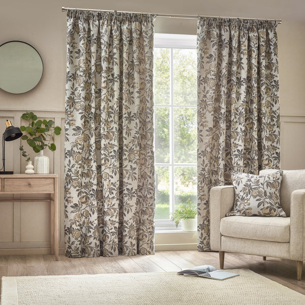 Pomegranate 167x137 Pencil Pleat Curtains Natural - view 2
