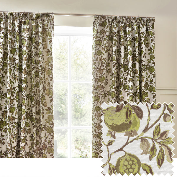 Pomegranate 167x228 Pencil Pleat Curtains Green - lifestyle