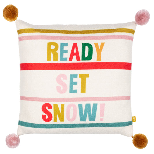 POM-POMS READY SET SNOW 43X43 FEATHER FILLED CUSHION MULTI