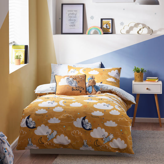 PETER RABBIT SLEEPY HEAD SINGLE DUVET SET OCHRE