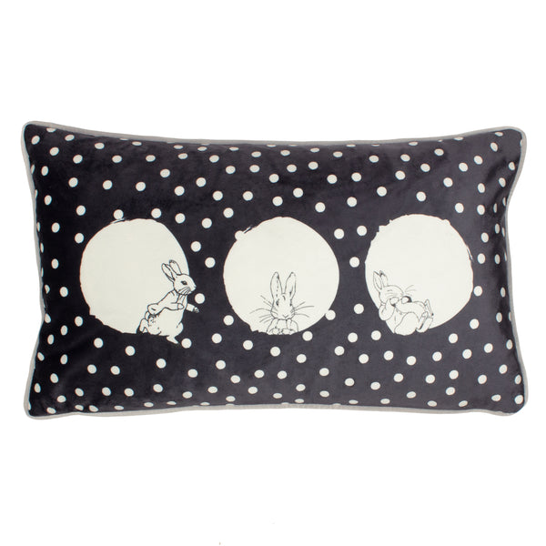 Peter Rabbit Spot Me 30x50 Feather Filled Cushion Charcoal - view 2