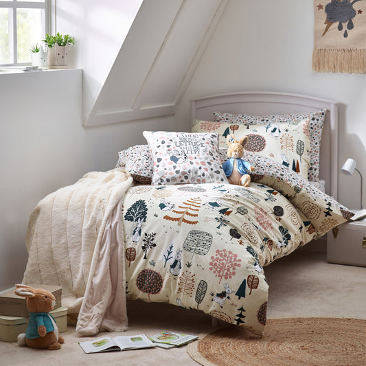PETER RABBIT SCANDI WOODS SINGLE DUVET SET NATURAL