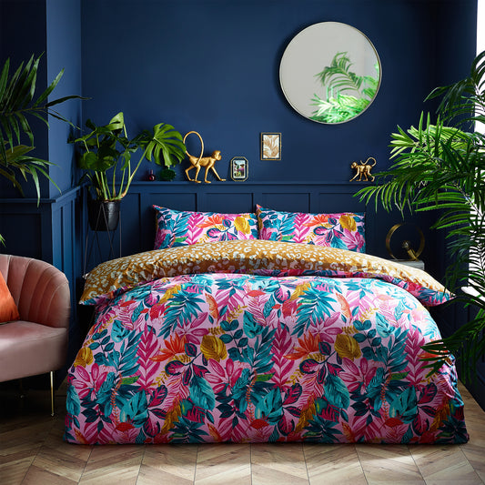 PSYCHEDELIC JUNGLE SINGLE DUVET SET PINK