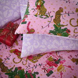 Purrfect Christmas Super King Duvet Set Pink/Lilac - Riva