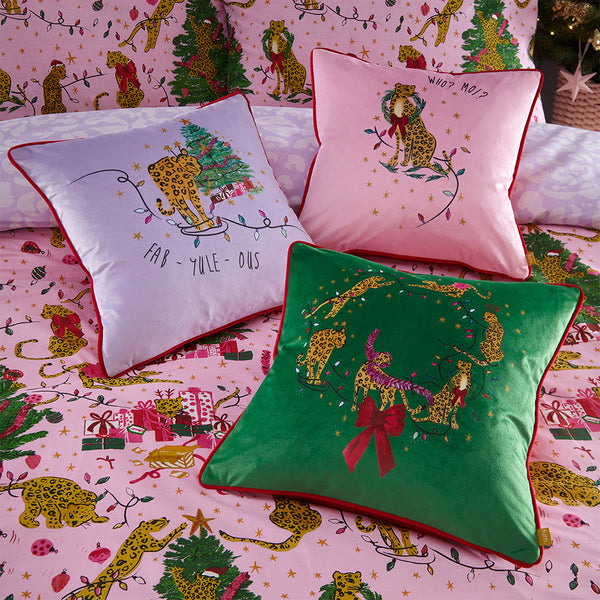 Purrfect Christmas Super King Duvet Set Pink/Lilac - Riva