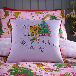 Purrfect Christmas Super King Duvet Set Pink/Lilac - Riva
