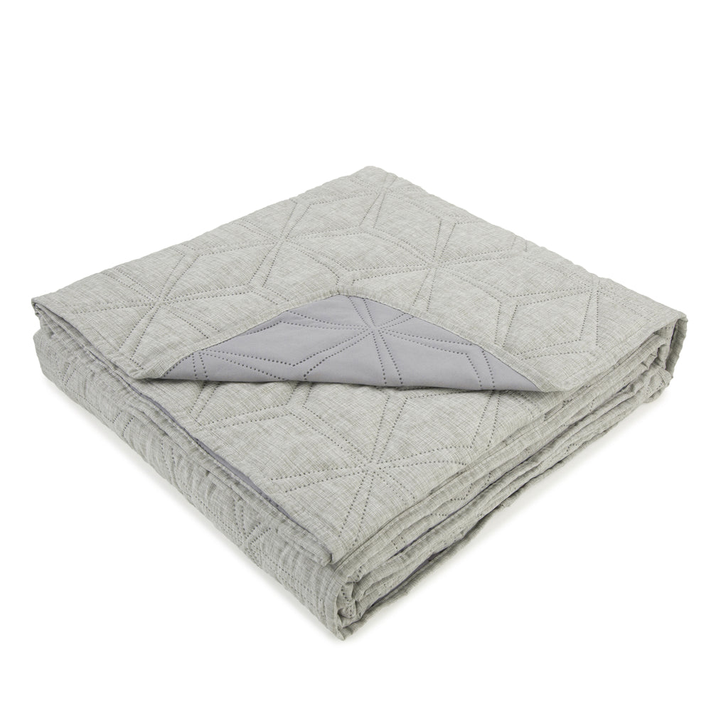 Linen Look Hexagonal Quilt Grey 200x230