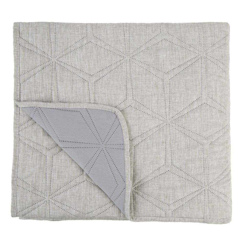 Linen Look Hexagonal Quilt Grey 200x230