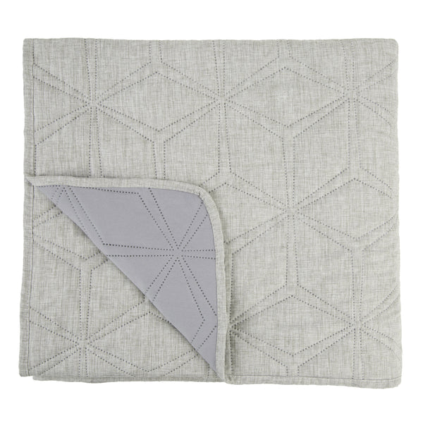 Linen Look Hexagonal Quilt Grey 200x230