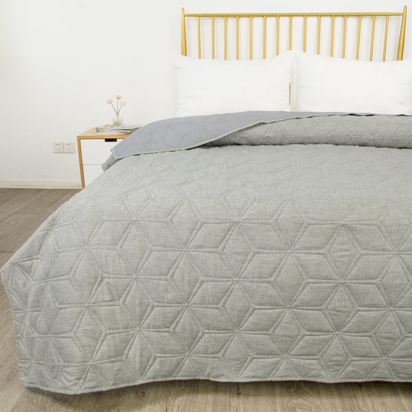 Linen Look Hexagonal Quilt Grey 200x230