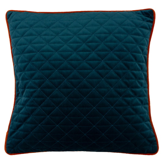 QUARTZ 45X45 FEATHER FILLED CUSHION TEAL/JAFFA