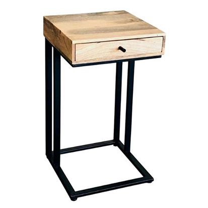 Ravi Iron base 1 Drawer Side Table Large