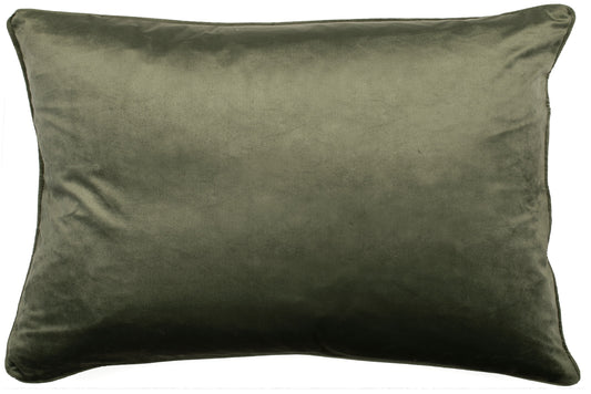 VELVET PIPED CUSHION OLIVE 30 X 45
