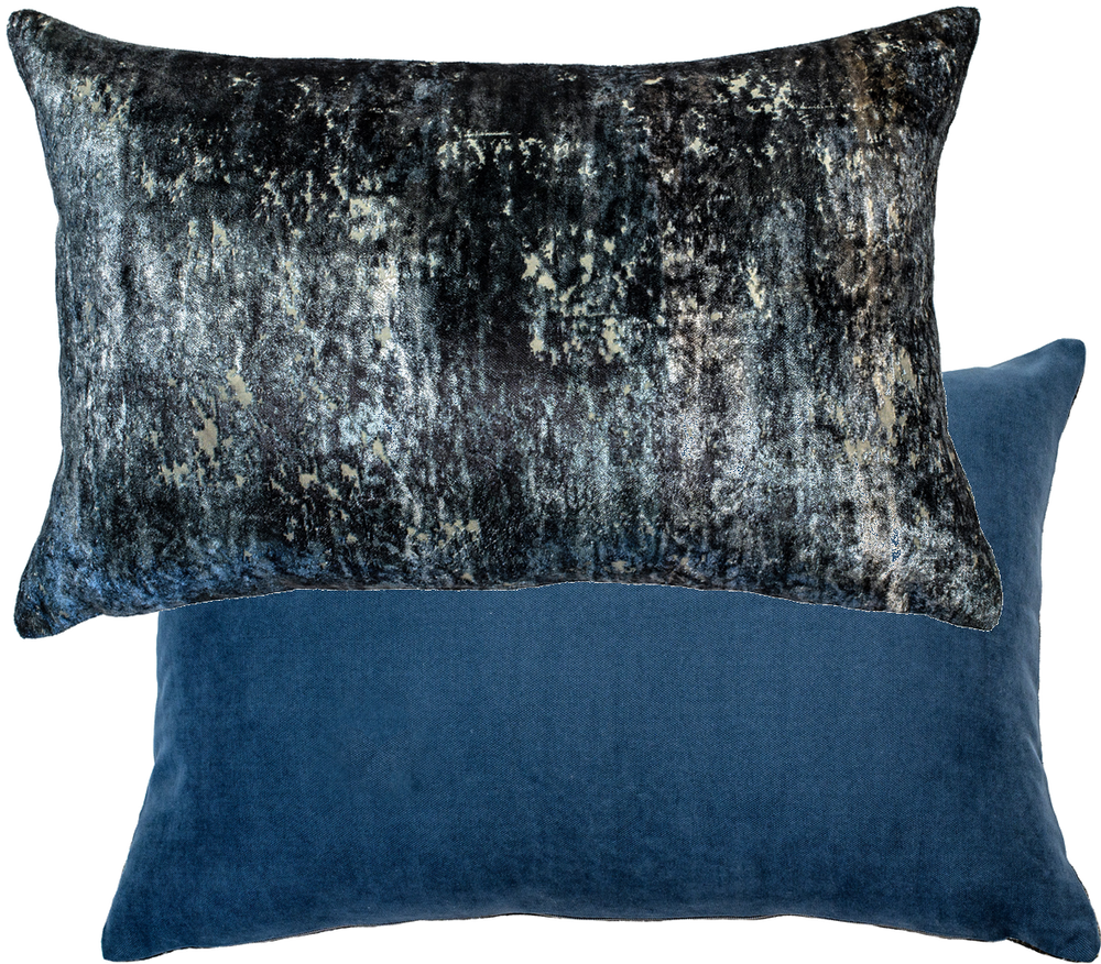 Blue Velvet Distressed Cushion 35x55