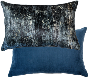 Blue Velvet Distressed Cushion 35x55