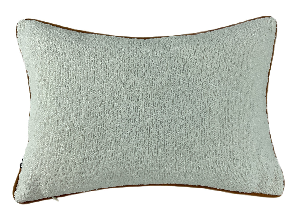 Double Sided Boucle Cushion with Contrast Rust Piping 30x45
