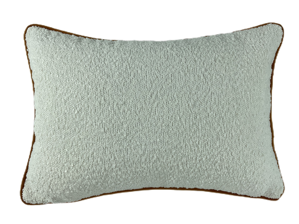 Double Sided Boucle Cushion with Contrast Rust Piping 30x45